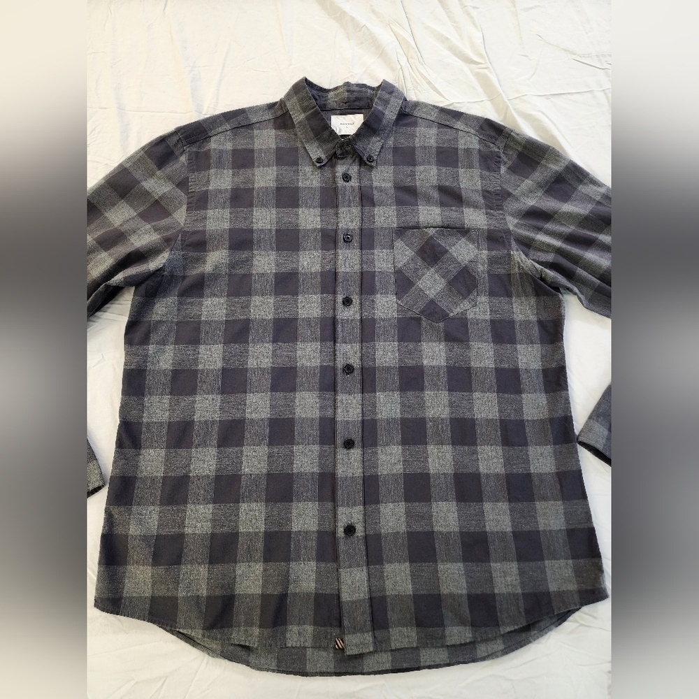 Billy Reid Men's Gray Plaid Long Sleeve Shirt Standard Button UpPocket, sz LD - Picture 10 of 16